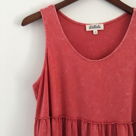 Listicle boho coral sleeveless ruffle top | Size S - Picture 2 of 7